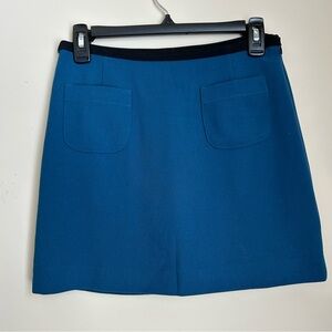 Forever 21 Teal with Black Thin Waistband (2) Front Pockets Suit Mini Skirt Sz S